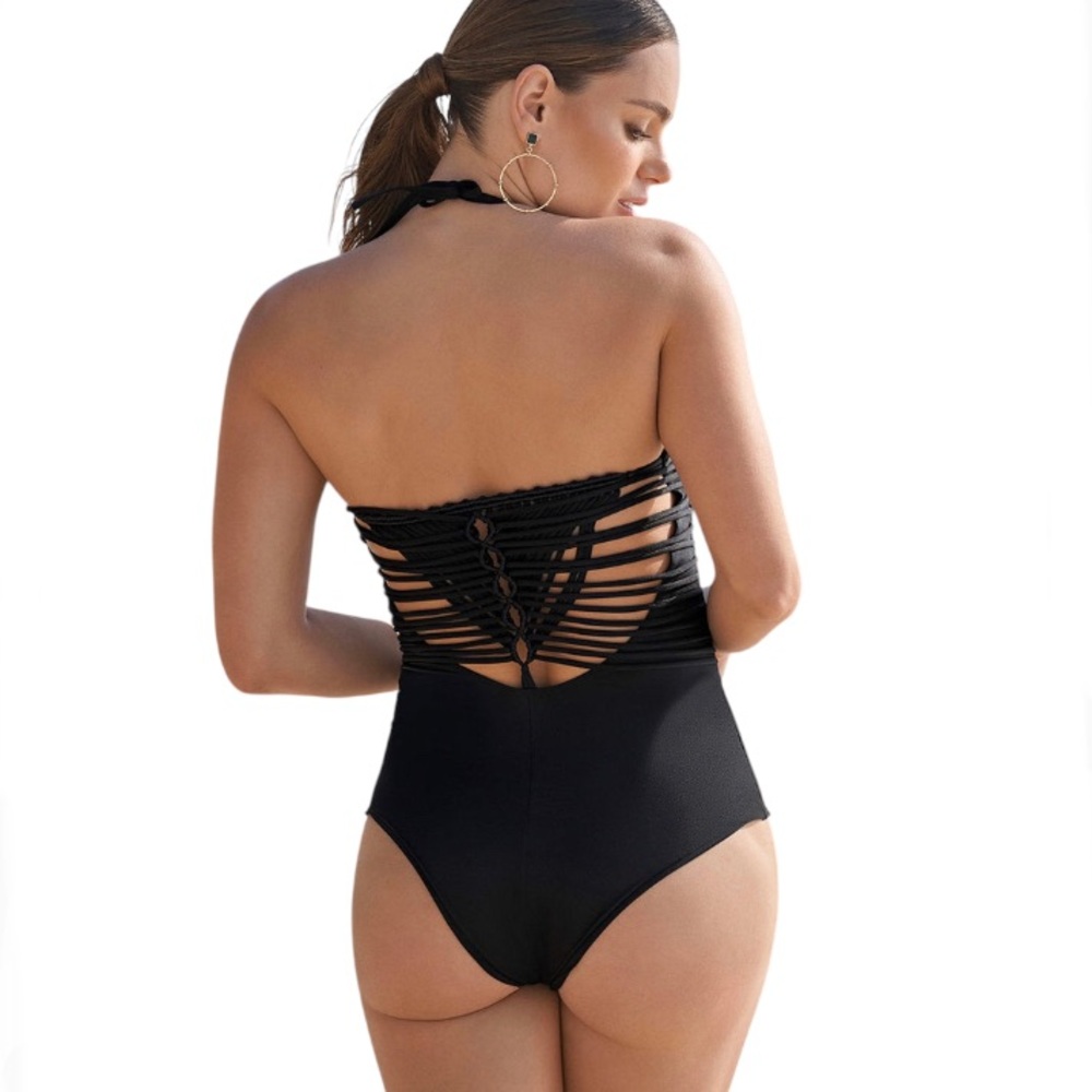 Leonisa Sculpting Macramé Back One-Piece
Swimsuit in Black